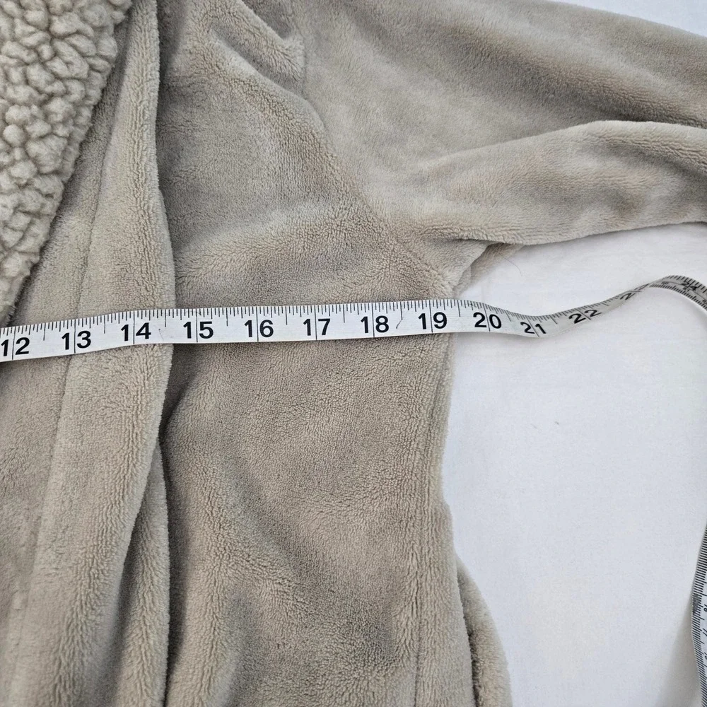 Pottery Barn S Plush Fleece Sherpa Lined Hooded Robe Gray MISSING BELT‎